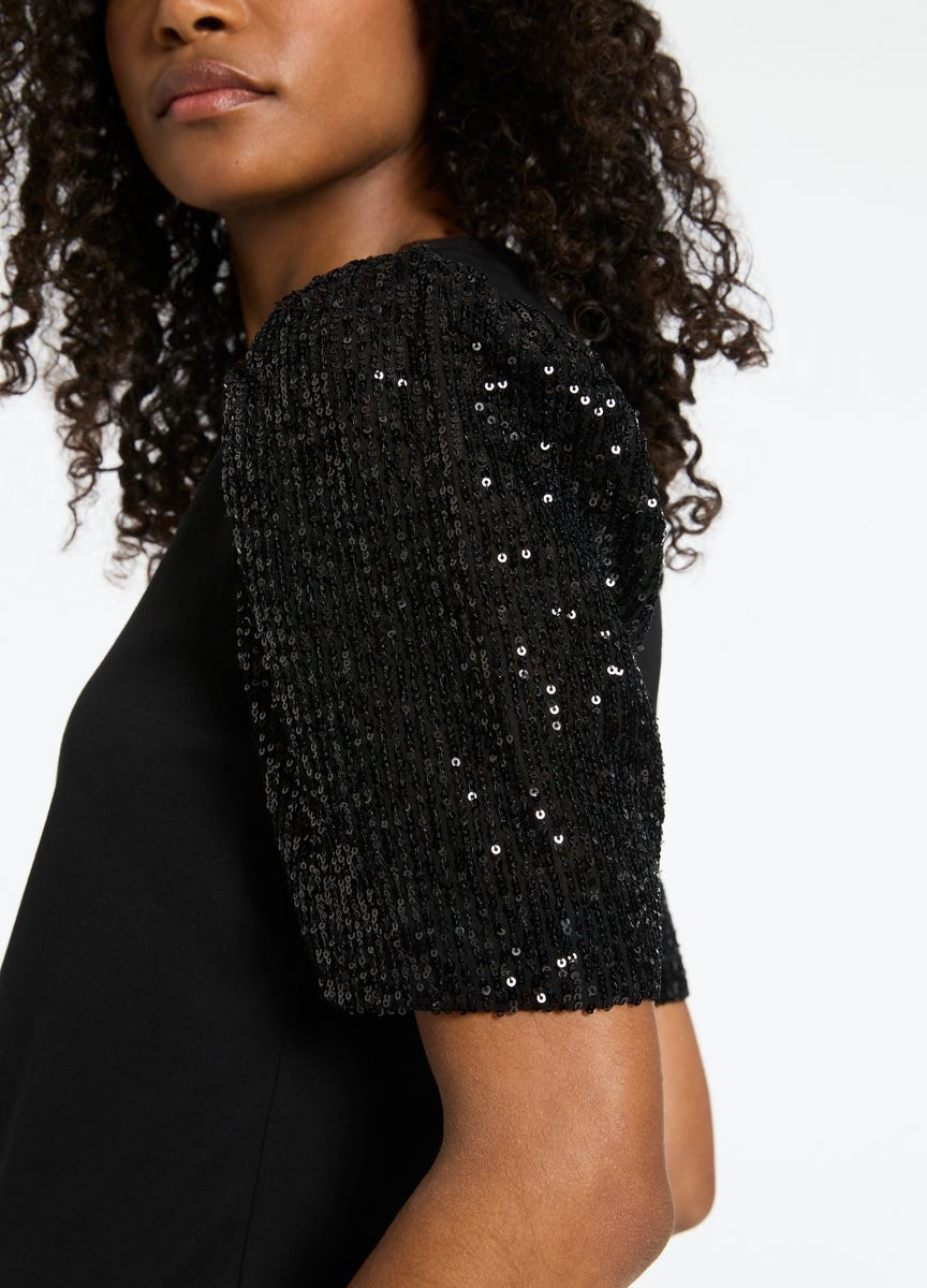 Sequin sleeve t sales shirt
