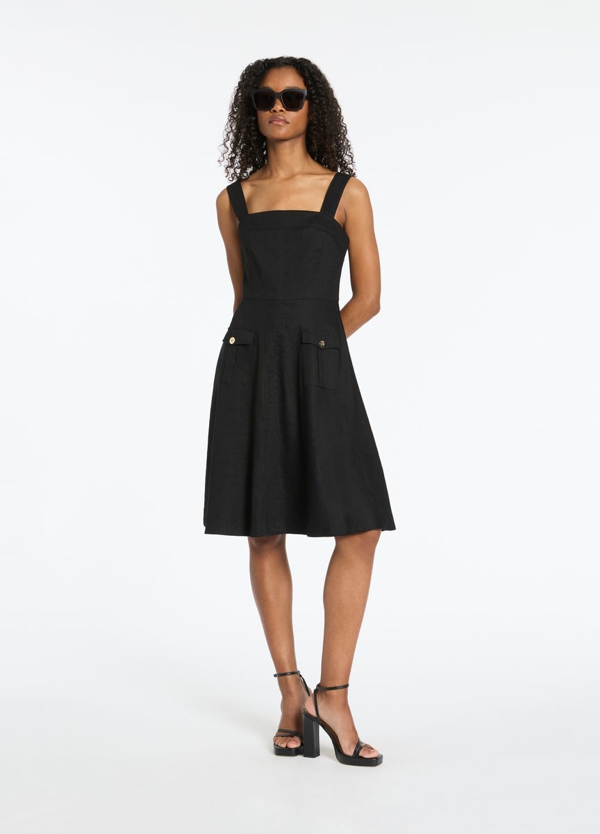 Black linen deals sleeveless dress