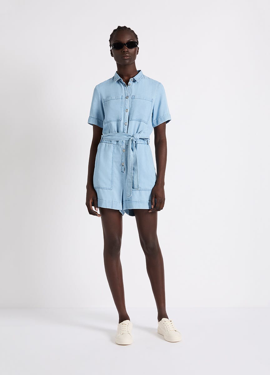 H&m denim playsuit hot sale