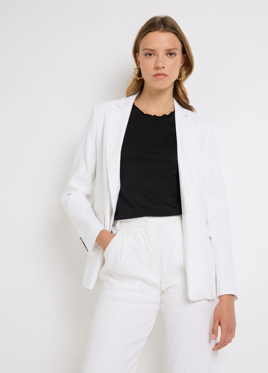 Linen white discount blazer womens