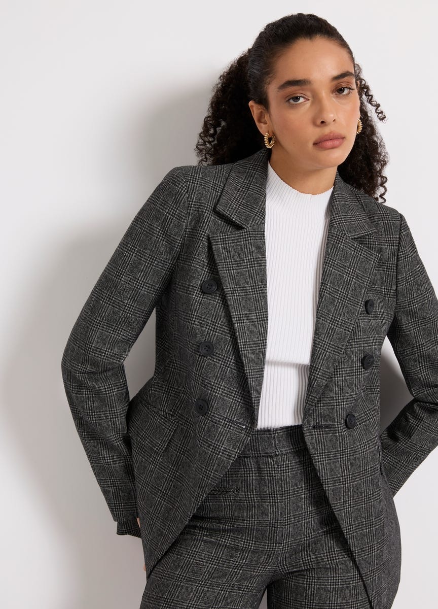 Ladies grey check blazer hotsell