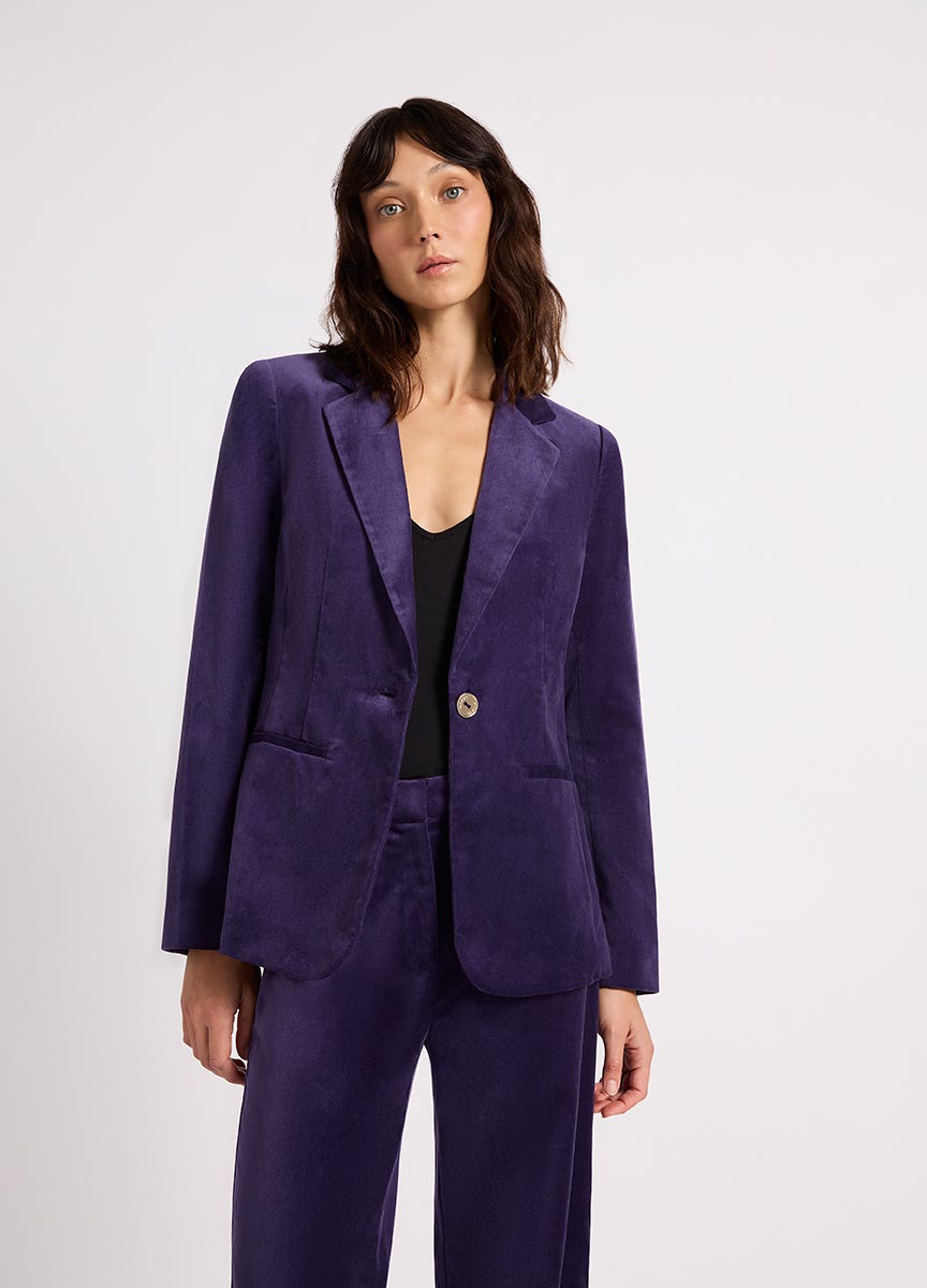 Ladies purple velvet jacket online