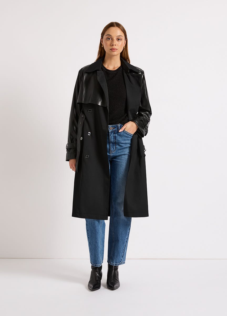 Womens trench coat black clearance