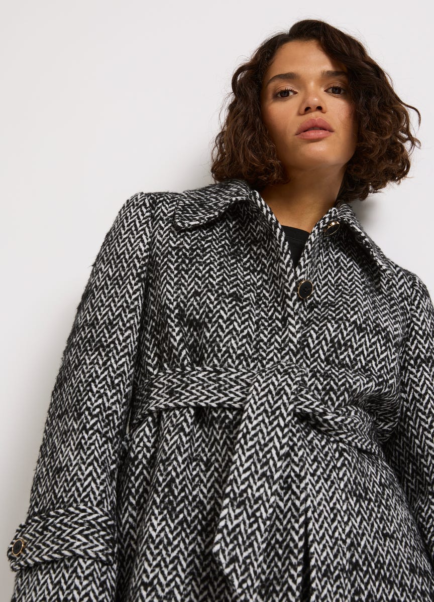 White wool blend coat discount