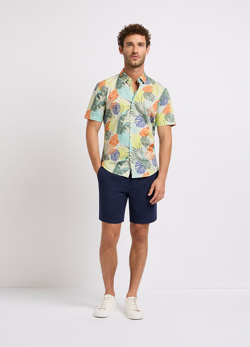 Mens smart linen shorts best sale