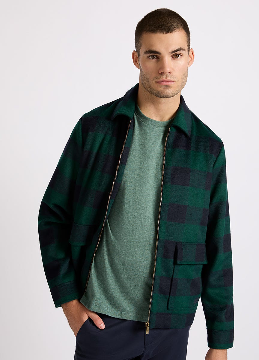 Mens checked harrington jacket top