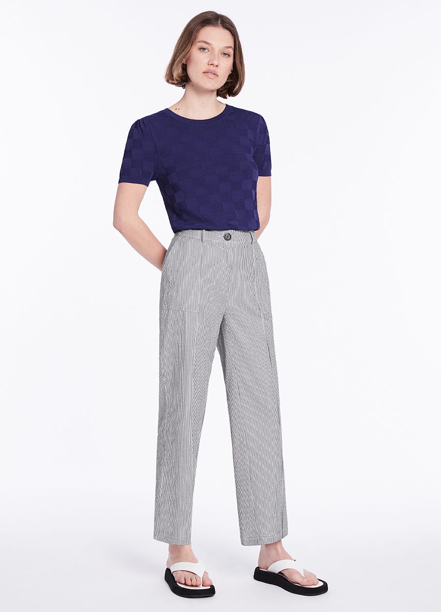 Grey and white best sale striped pants